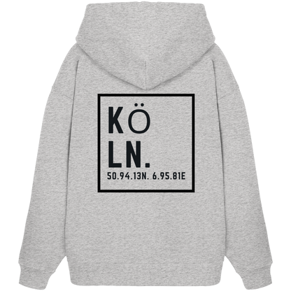 Köln Koordinaten (großer Druck auf dem Rücken) - Organic Oversize Hoodie