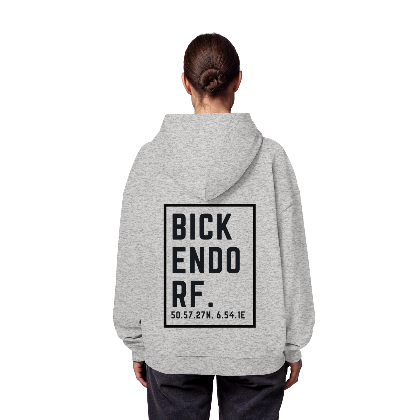 Bickendorf Koordinaten (großer Druck auf dem Rücken) - Organic Oversize Hoodie