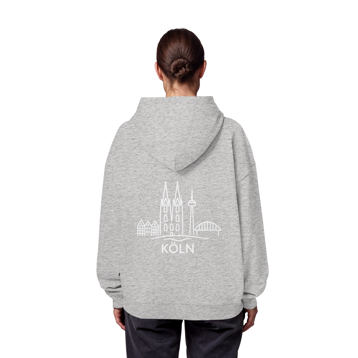 Köln Skyline (großer Druck auf dem Rücken) - Organic Oversize Hoodie