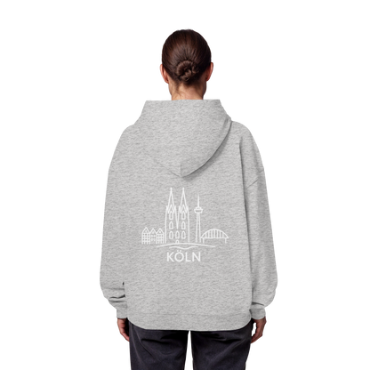 Köln Skyline (großer Druck auf dem Rücken) - Organic Oversize Hoodie