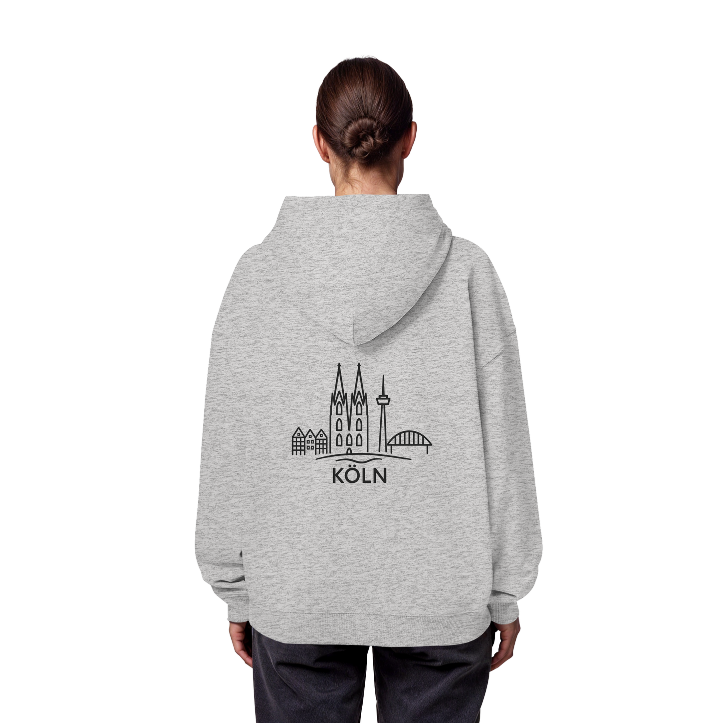 Köln Skyline (großer Druck auf dem Rücken) - Organic Oversize Hoodie
