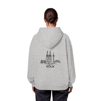 Köln Skyline (großer Druck auf dem Rücken) - Organic Oversize Hoodie