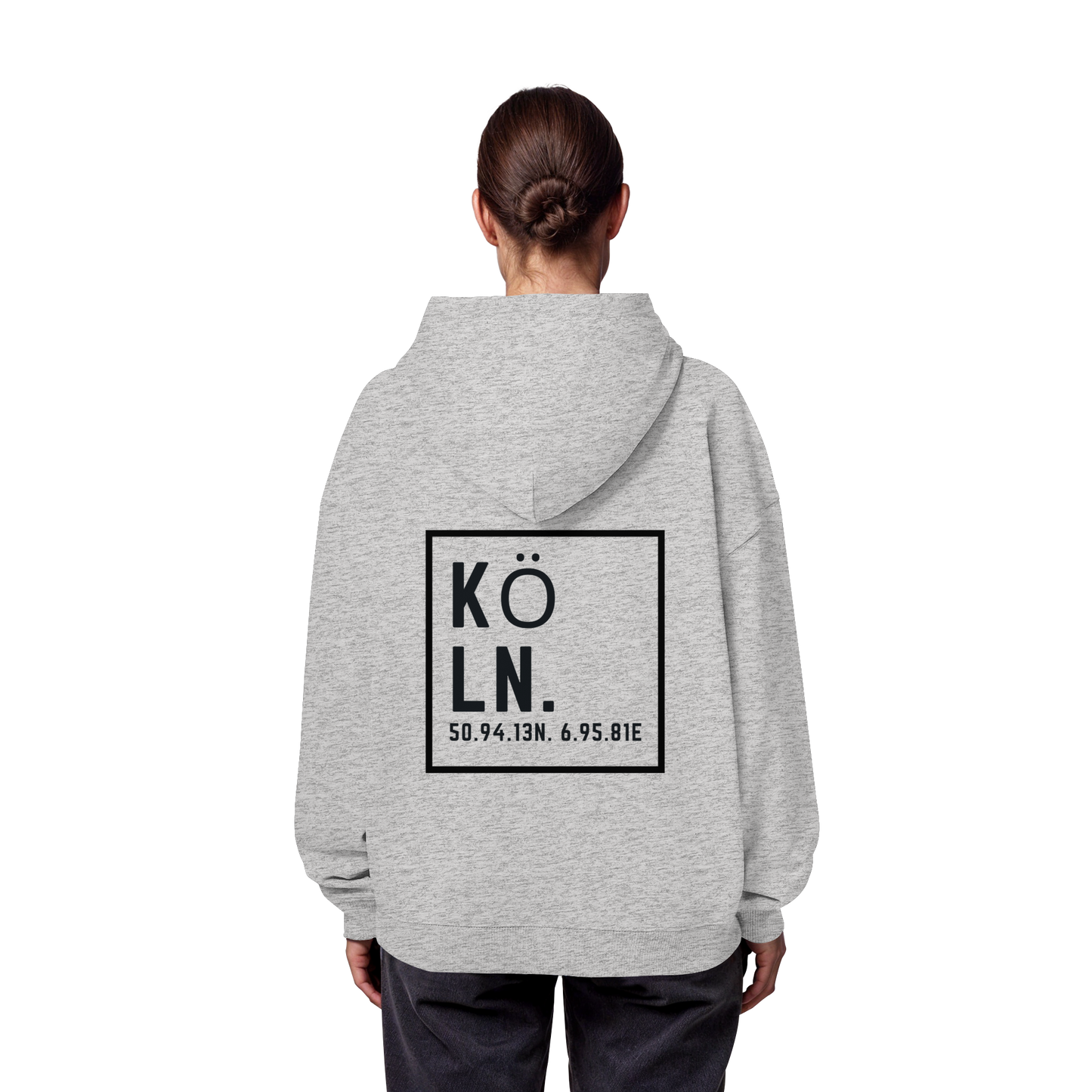 Köln Koordinaten (großer Druck auf dem Rücken) - Organic Oversize Hoodie