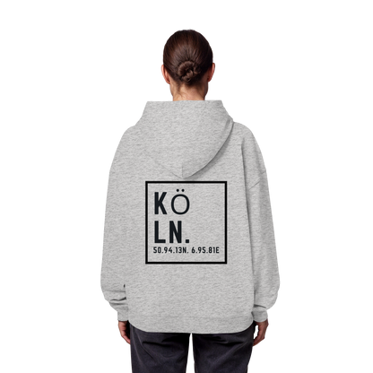 Köln Koordinaten (großer Druck auf dem Rücken) - Organic Oversize Hoodie