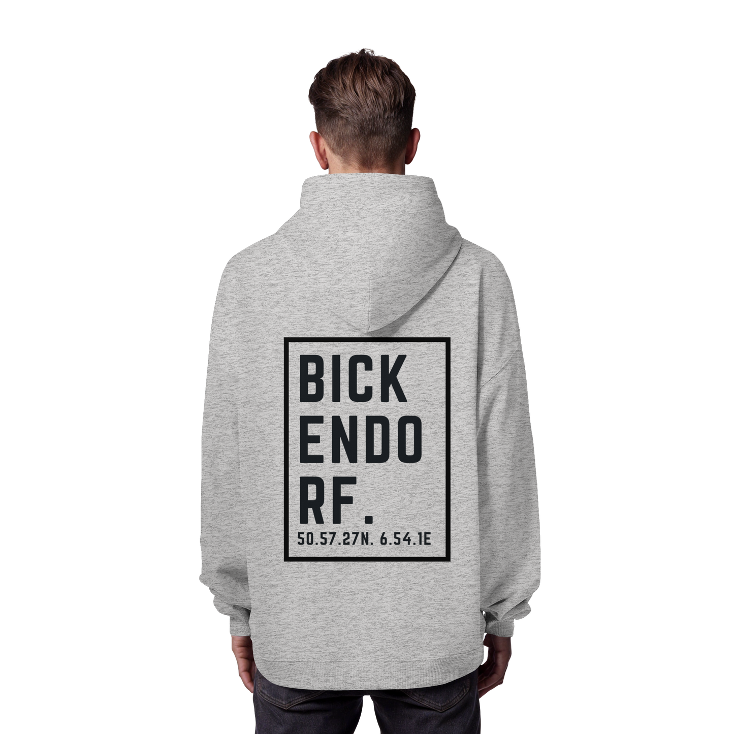 Bickendorf Koordinaten (großer Druck auf dem Rücken) - Organic Oversize Hoodie