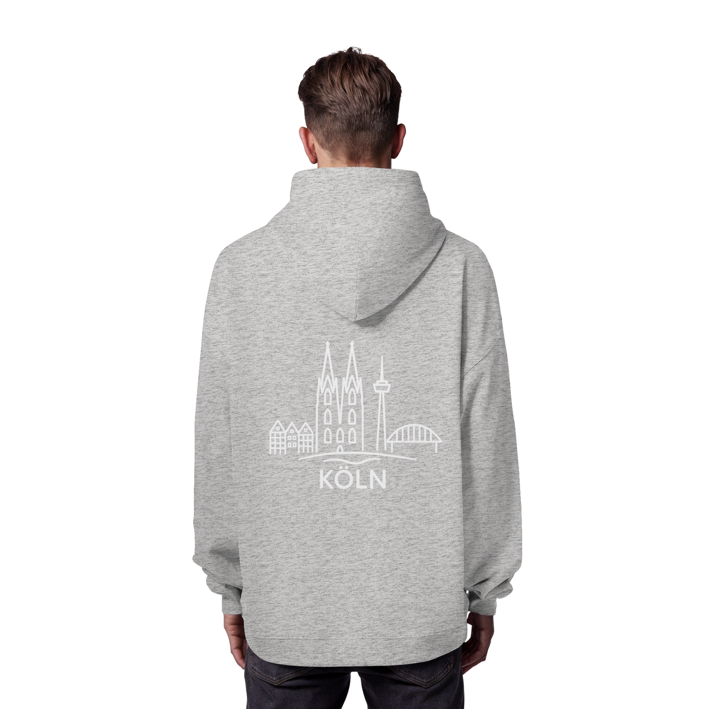 Köln Skyline (großer Druck auf dem Rücken) - Organic Oversize Hoodie