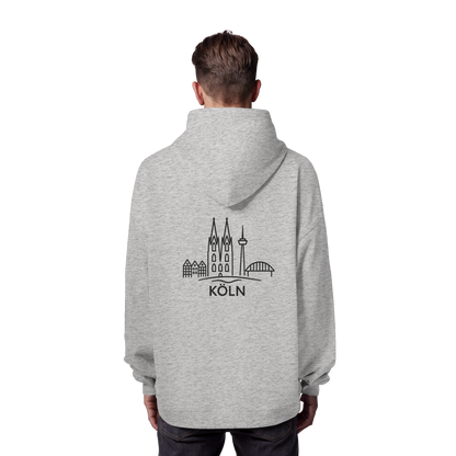 Köln Skyline (großer Druck auf dem Rücken) - Organic Oversize Hoodie