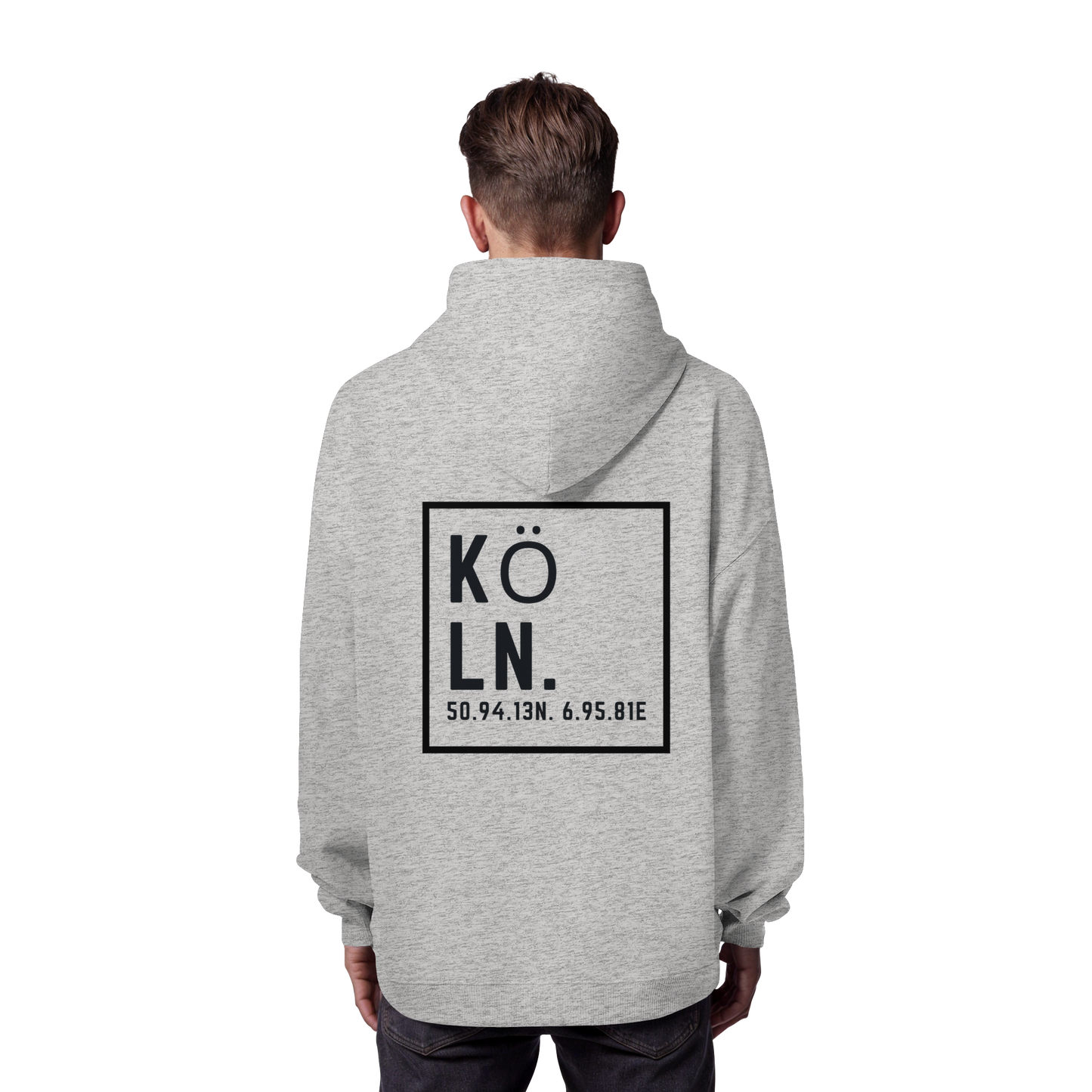 Köln Koordinaten (großer Druck auf dem Rücken) - Organic Oversize Hoodie