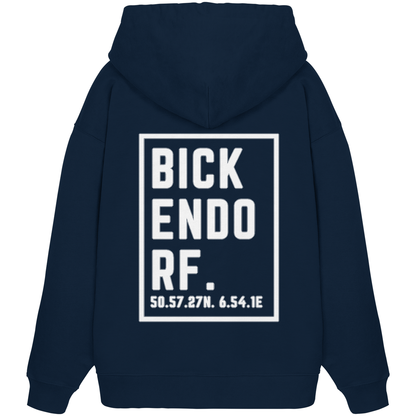 Bickendorf Koordinaten (großer Druck auf dem Rücken) - Organic Oversize Hoodie