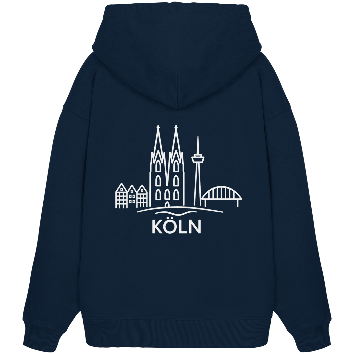 Köln Skyline (großer Druck auf dem Rücken) - Organic Oversize Hoodie
