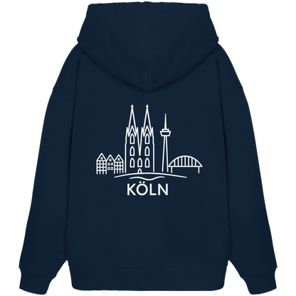 Köln Skyline (großer Druck auf dem Rücken) - Organic Oversize Hoodie