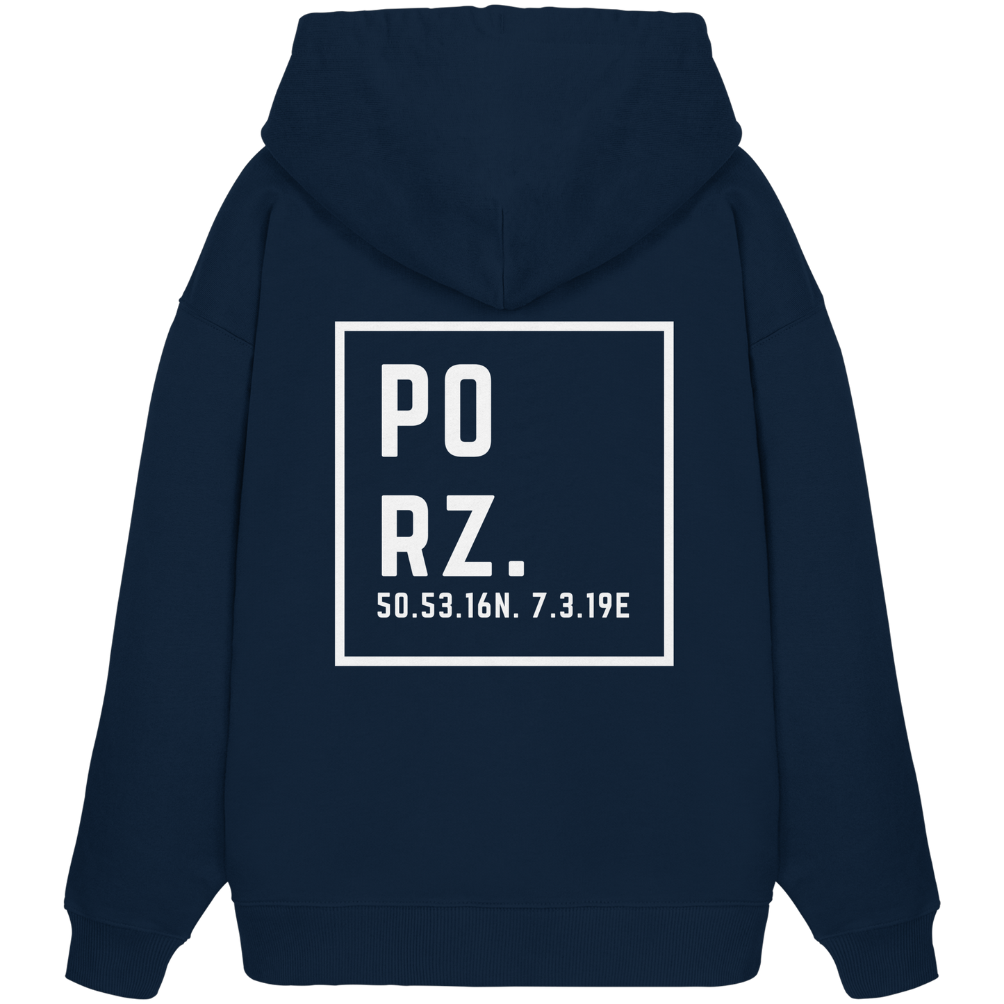 Porz Koordinaten (großer Druck Rücken) - Organic Oversize Hoodie