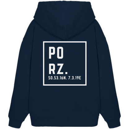 Porz Koordinaten (großer Druck Rücken) - Organic Oversize Hoodie