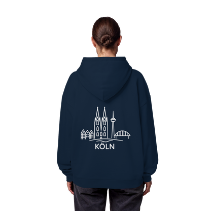 Köln Skyline (großer Druck auf dem Rücken) - Organic Oversize Hoodie