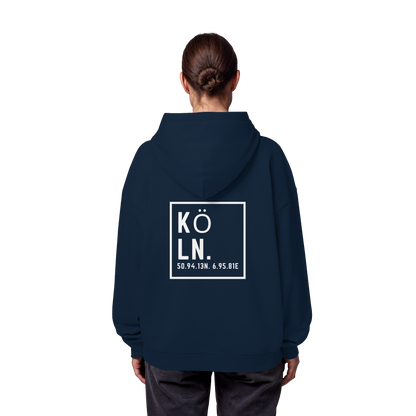 Köln Koordinaten (großer Druck auf dem Rücken) - Organic Oversize Hoodie