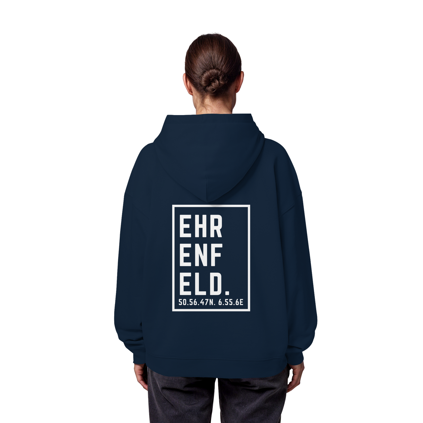Ehrenfeld Koordinaten (großer Druck auf dem Rücken) - Organic Oversize Hoodie