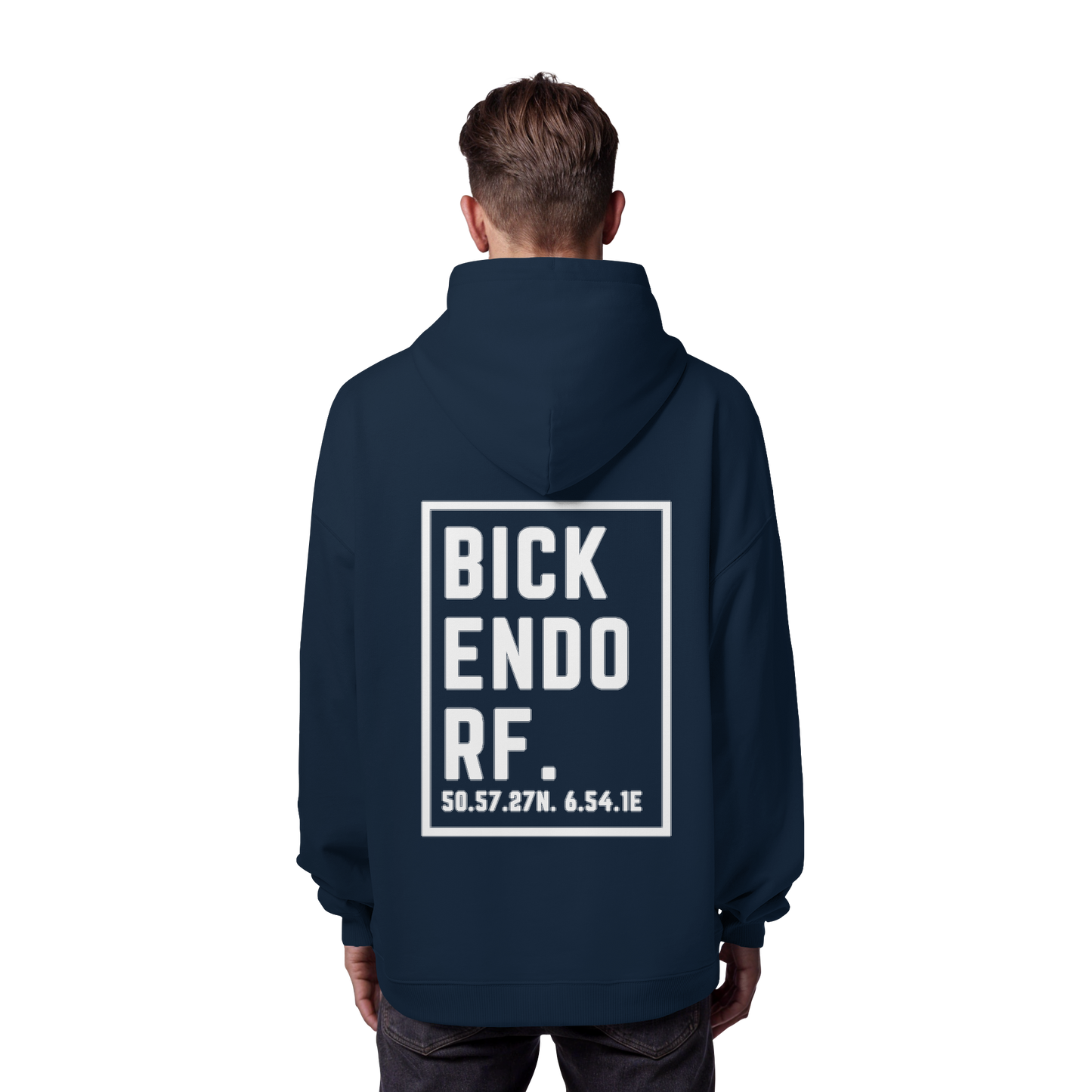 Bickendorf Koordinaten (großer Druck auf dem Rücken) - Organic Oversize Hoodie