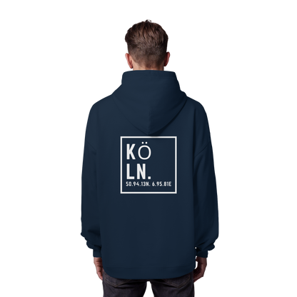 Köln Koordinaten (großer Druck auf dem Rücken) - Organic Oversize Hoodie