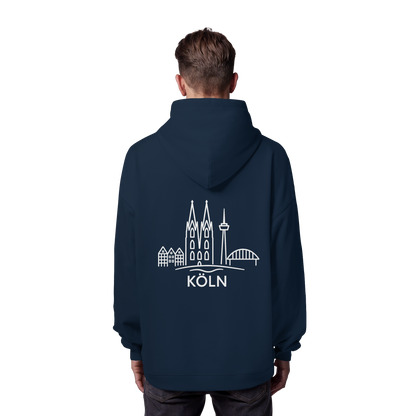 Köln Skyline (großer Druck auf dem Rücken) - Organic Oversize Hoodie
