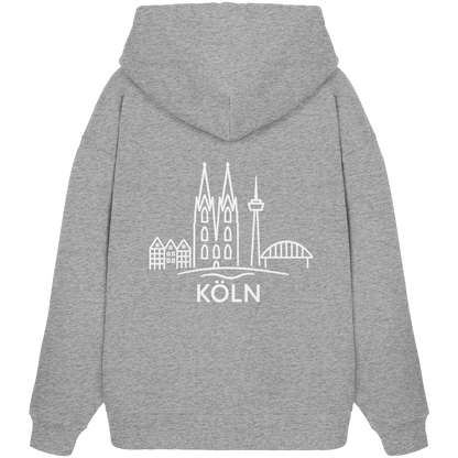 Köln Skyline (großer Druck auf dem Rücken) - Organic Oversize Hoodie