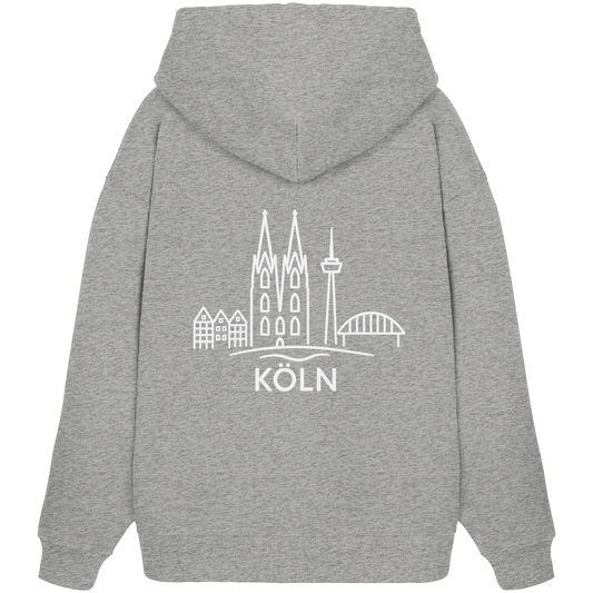 Köln Skyline (großer Druck auf dem Rücken) - Organic Oversize Hoodie