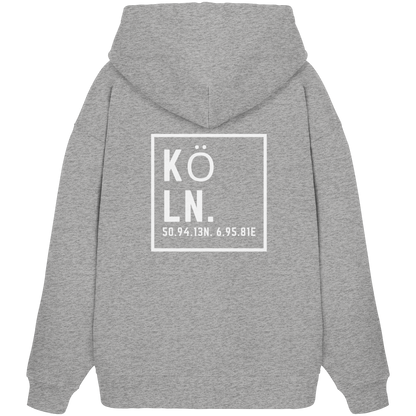 Köln Koordinaten (großer Druck auf dem Rücken) - Organic Oversize Hoodie