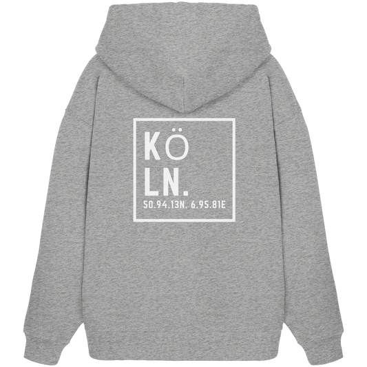 Köln Koordinaten (großer Druck auf dem Rücken) - Organic Oversize Hoodie