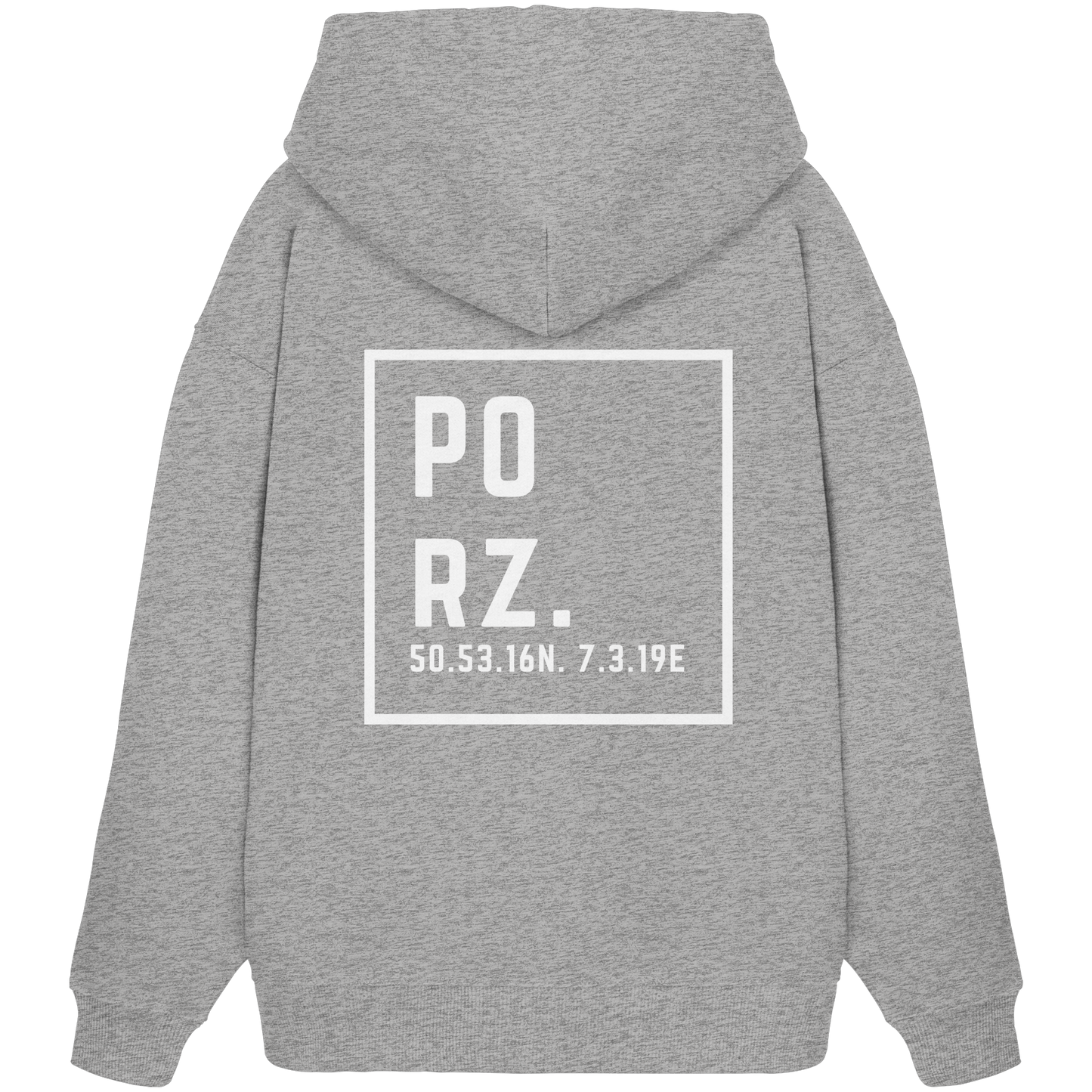 Porz Koordinaten (großer Druck Rücken) - Organic Oversize Hoodie