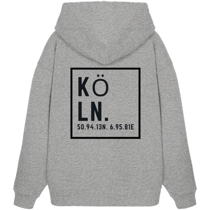 Köln Koordinaten (großer Druck auf dem Rücken) - Organic Oversize Hoodie