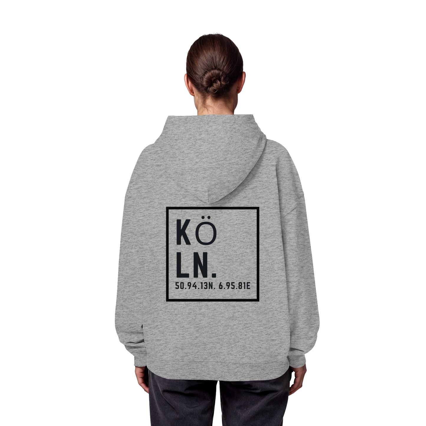 Köln Koordinaten (großer Druck auf dem Rücken) - Organic Oversize Hoodie