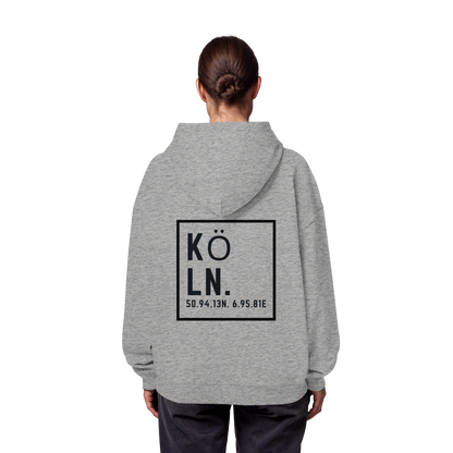 Köln Koordinaten (großer Druck auf dem Rücken) - Organic Oversize Hoodie