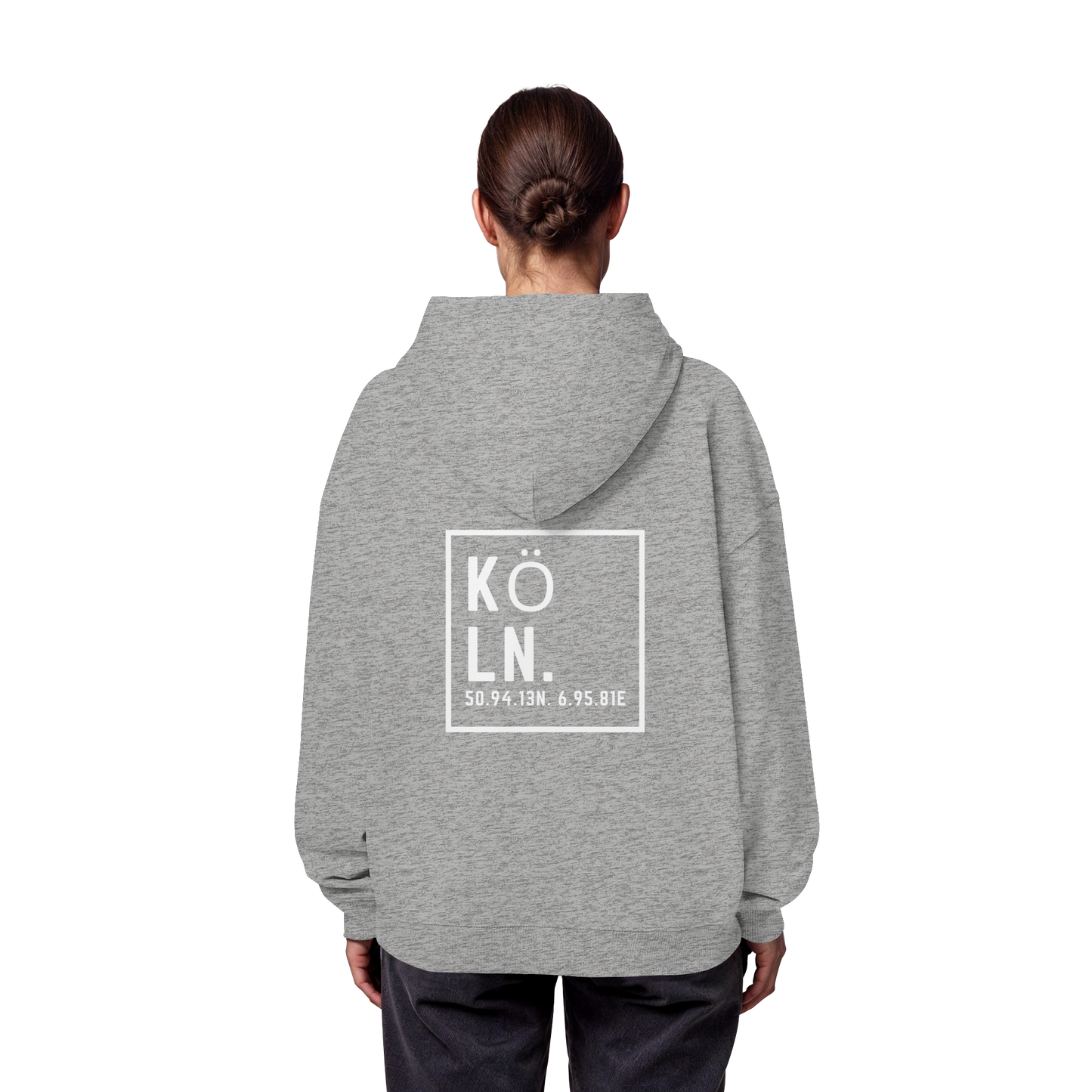 Köln Koordinaten (großer Druck auf dem Rücken) - Organic Oversize Hoodie