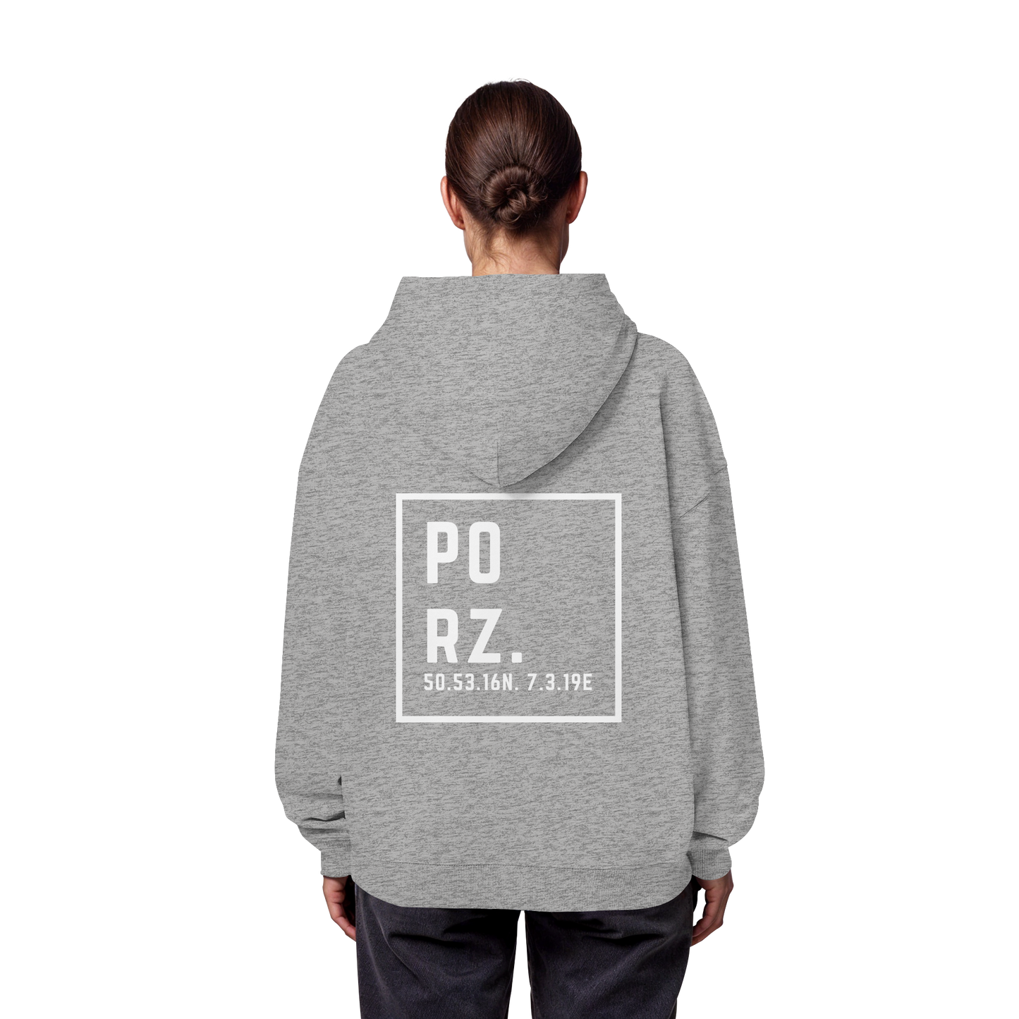 Porz Koordinaten (großer Druck Rücken) - Organic Oversize Hoodie