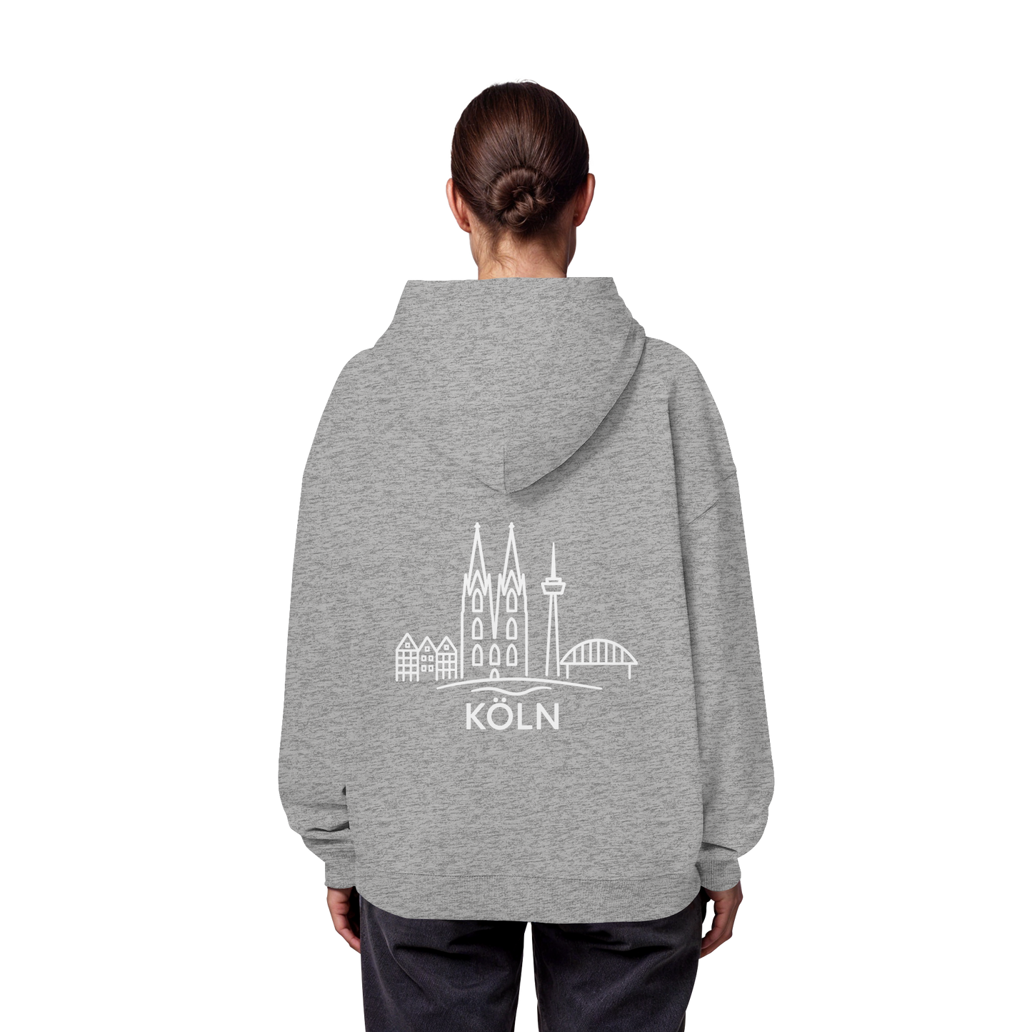 Köln Skyline (großer Druck auf dem Rücken) - Organic Oversize Hoodie
