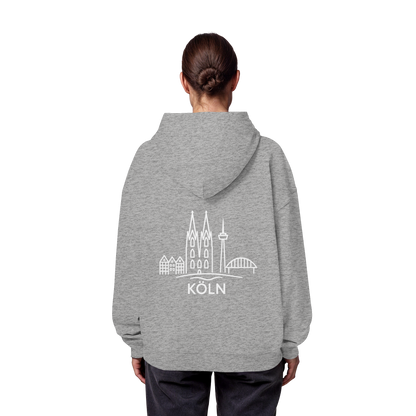Köln Skyline (großer Druck auf dem Rücken) - Organic Oversize Hoodie
