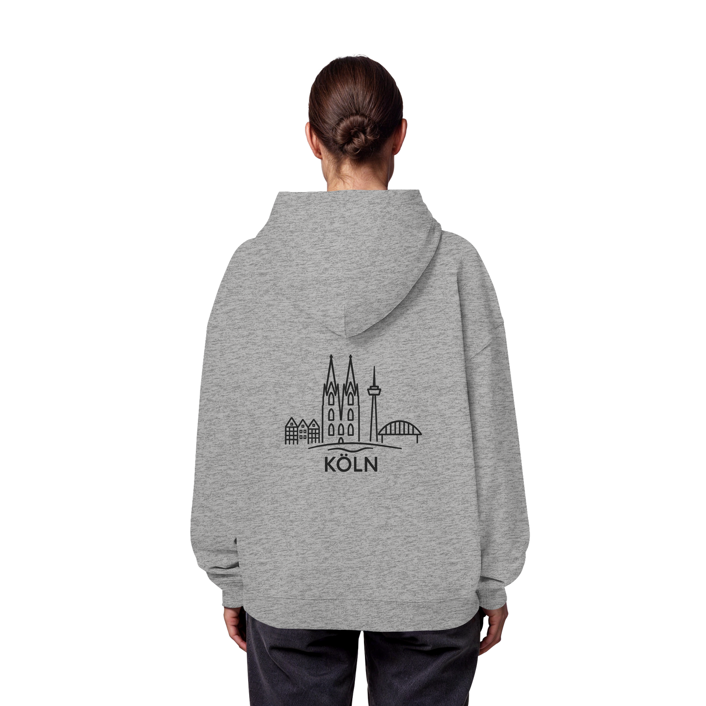 Köln Skyline (großer Druck auf dem Rücken) - Organic Oversize Hoodie