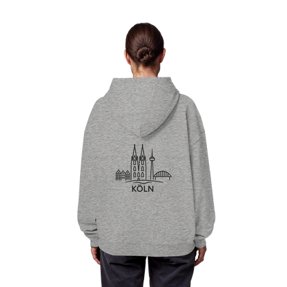 Köln Skyline (großer Druck auf dem Rücken) - Organic Oversize Hoodie