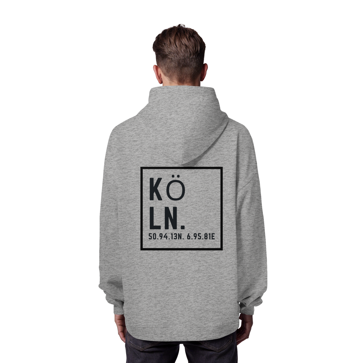 Köln Koordinaten (großer Druck auf dem Rücken) - Organic Oversize Hoodie