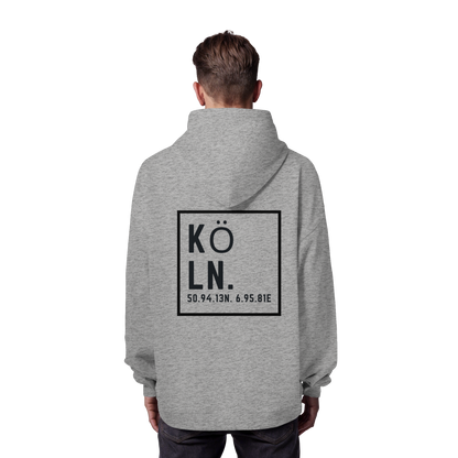 Köln Koordinaten (großer Druck auf dem Rücken) - Organic Oversize Hoodie