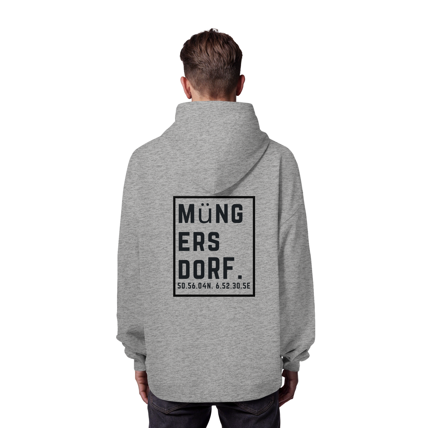 Müngersdorf Koordinaten (großer Druck auf dem Rücken) - Organic Oversize Hoodie