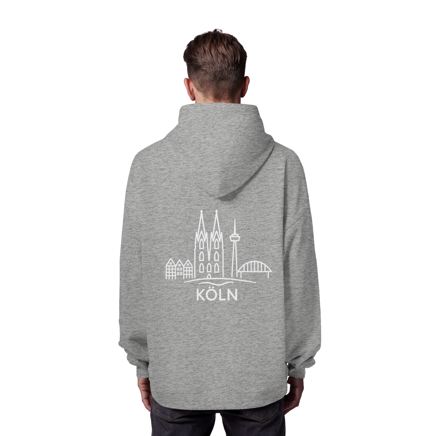 Köln Skyline (großer Druck auf dem Rücken) - Organic Oversize Hoodie