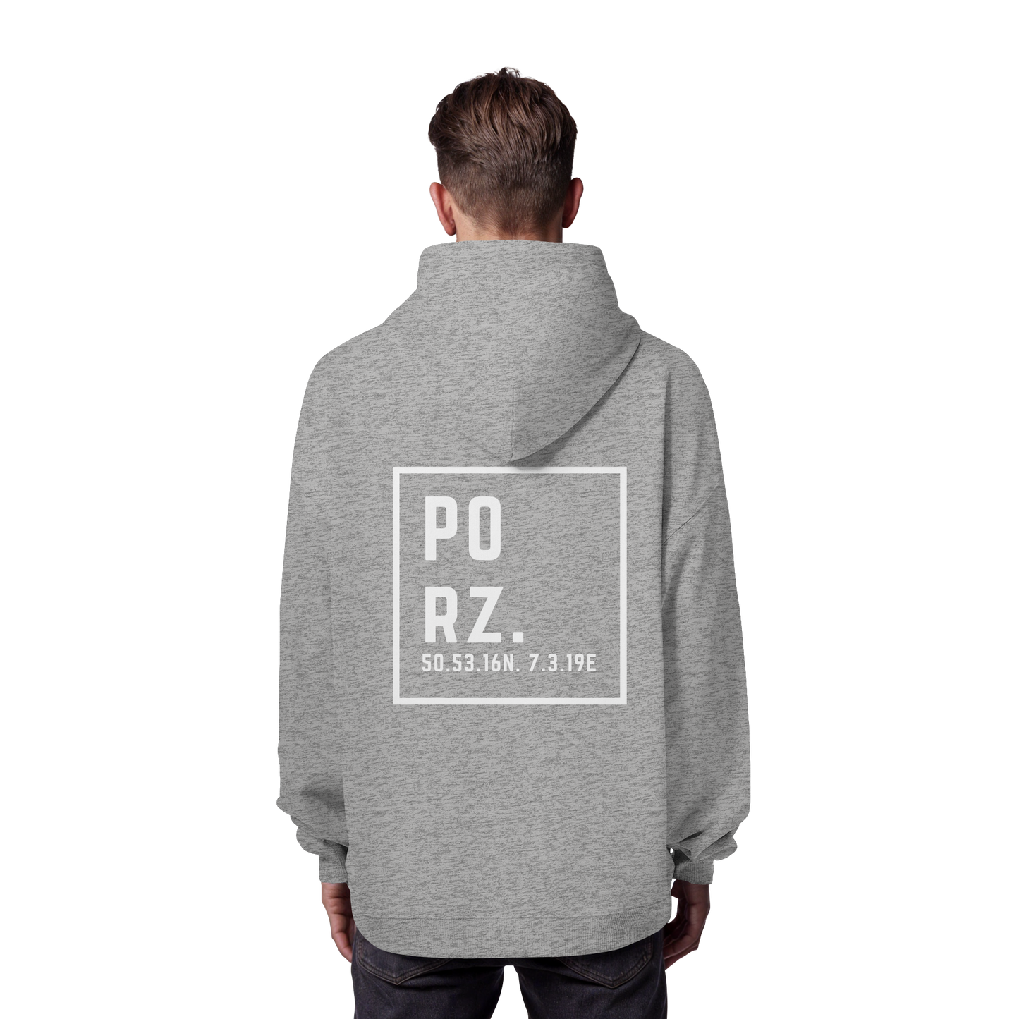 Porz Koordinaten (großer Druck Rücken) - Organic Oversize Hoodie