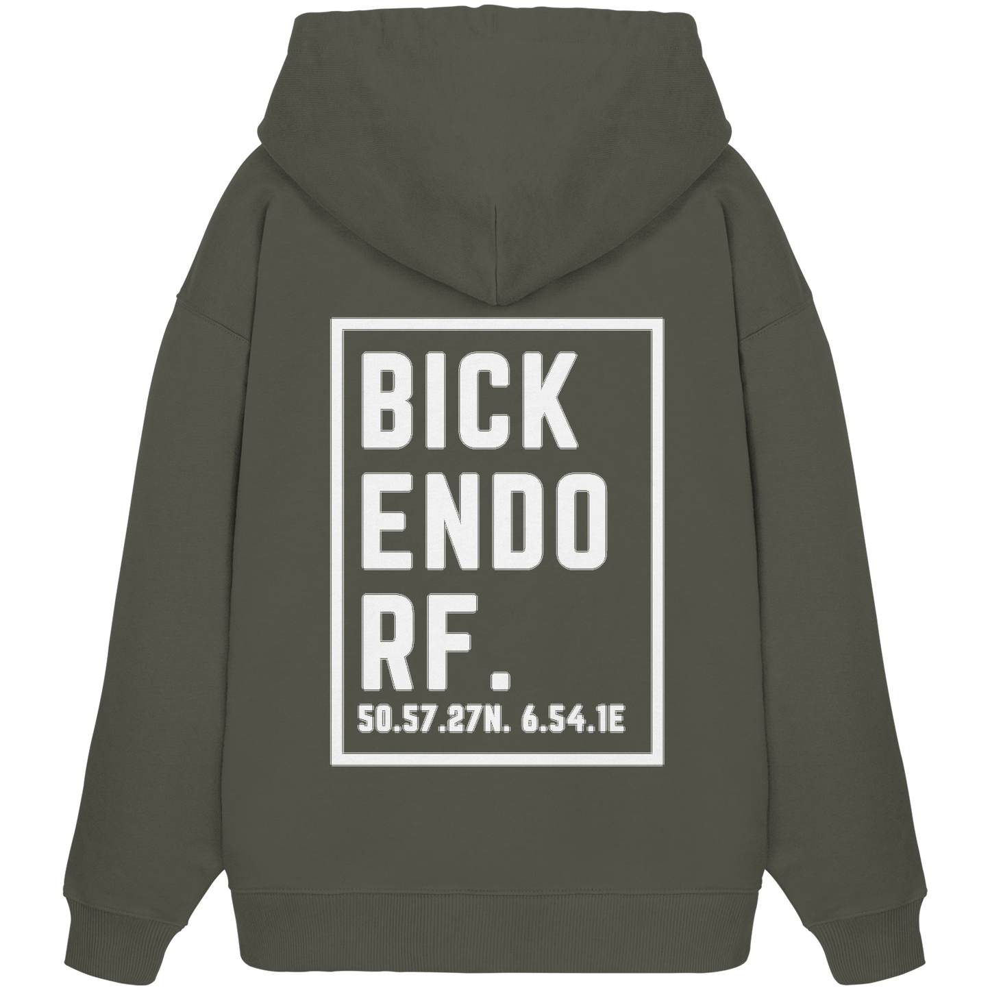 Bickendorf Koordinaten (großer Druck auf dem Rücken) - Organic Oversize Hoodie