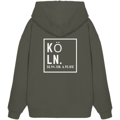Köln Koordinaten (großer Druck auf dem Rücken) - Organic Oversize Hoodie
