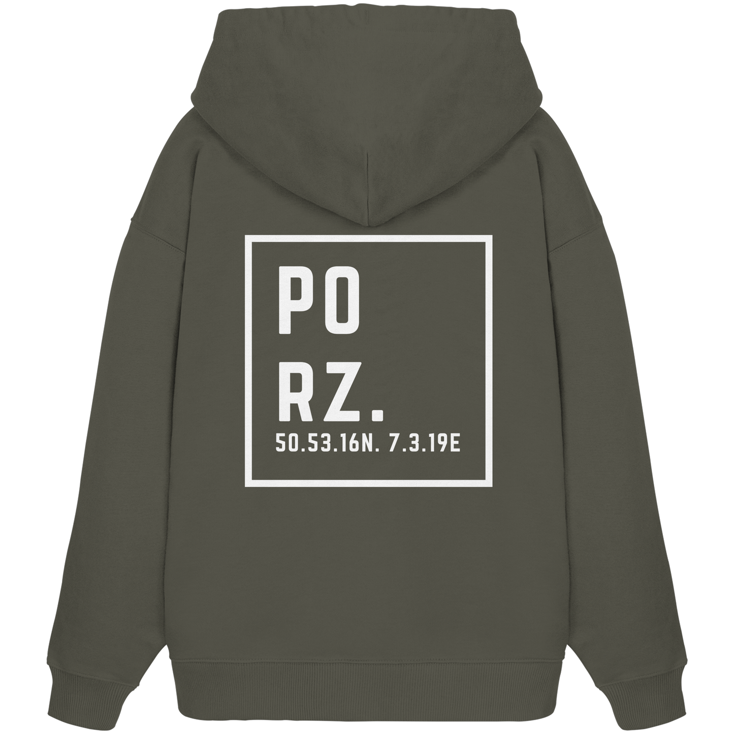 Porz Koordinaten (großer Druck Rücken) - Organic Oversize Hoodie