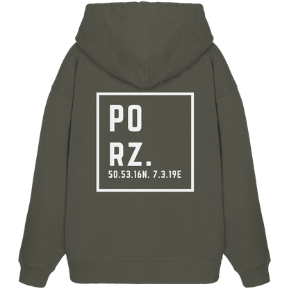Porz Koordinaten (großer Druck Rücken) - Organic Oversize Hoodie