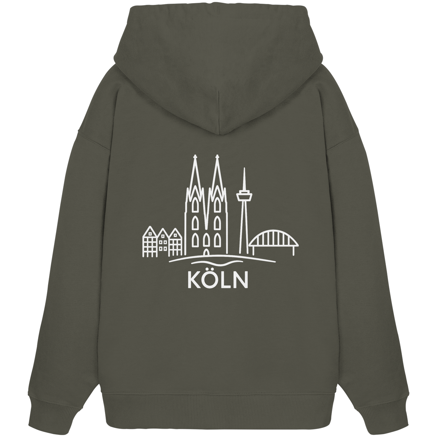Köln Skyline (großer Druck auf dem Rücken) - Organic Oversize Hoodie