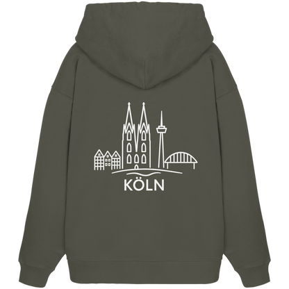 Köln Skyline (großer Druck auf dem Rücken) - Organic Oversize Hoodie