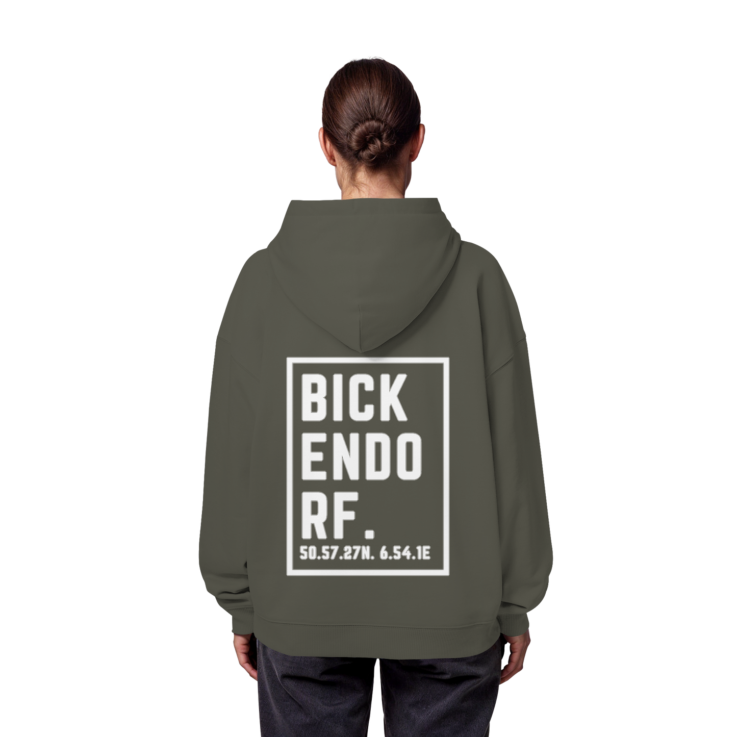 Bickendorf Koordinaten (großer Druck auf dem Rücken) - Organic Oversize Hoodie