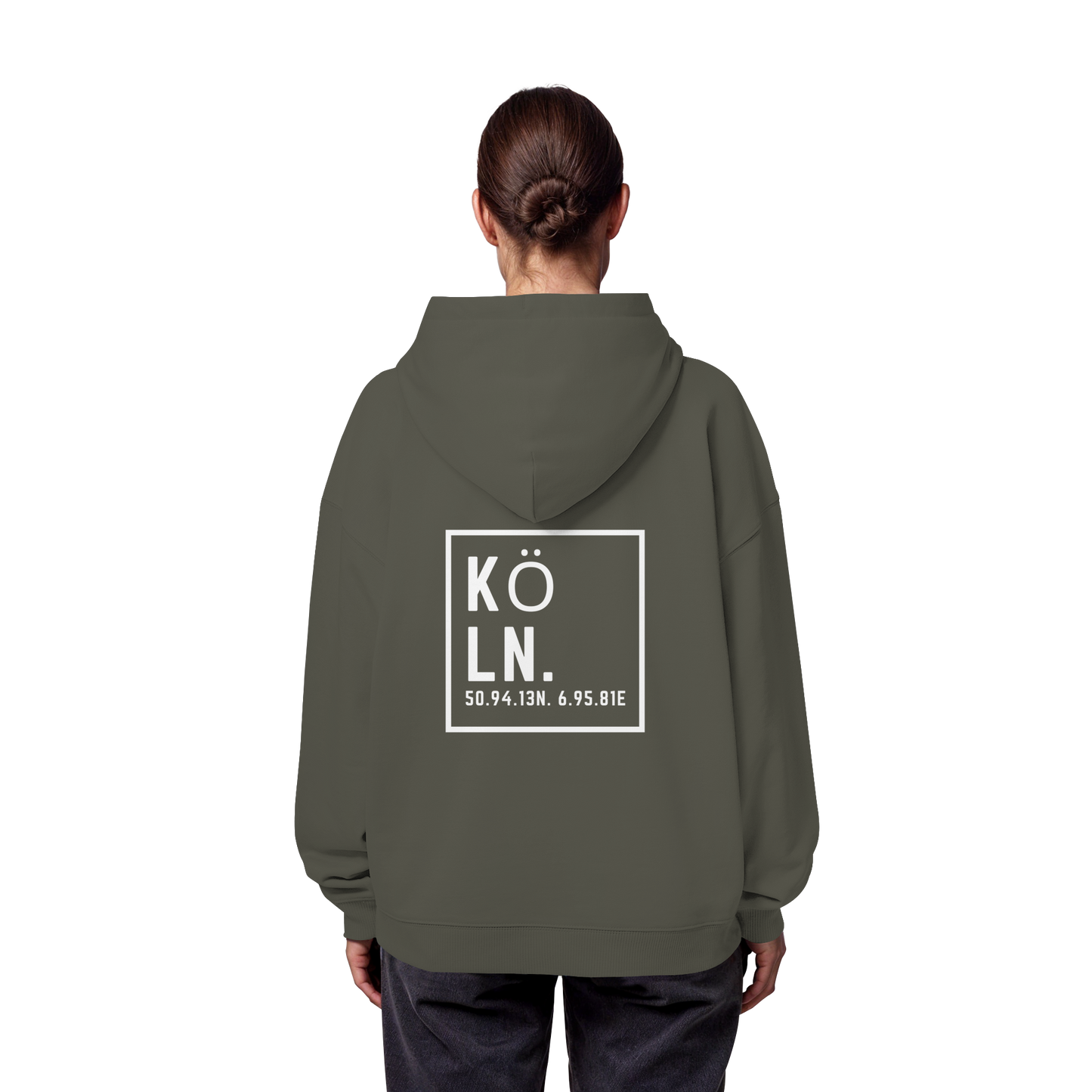 Köln Koordinaten (großer Druck auf dem Rücken) - Organic Oversize Hoodie